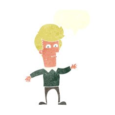 cartoon waving man with speech bubble N39