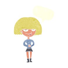 cartoon sly woman with speech bubble N10