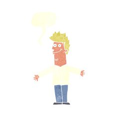 cartoon happy man with open arms speech bubble N10