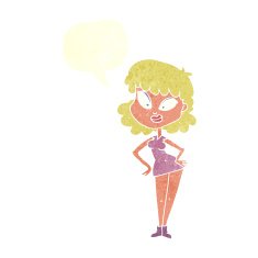 cartoon woman with hands on hips speech bubble N212