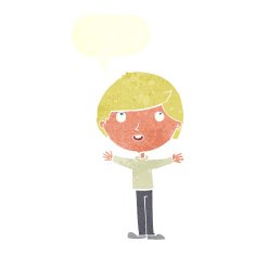 Cartoon happy boy with speech bubble N234
