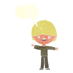 Cartoon happy boy with speech bubble N235