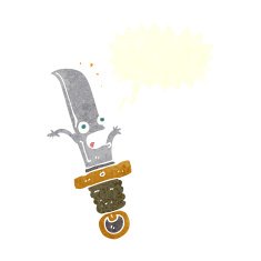 cartoon frightened knife with speech bubble N10
