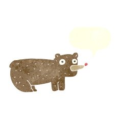 funny cartoon bear with speech bubble N38
