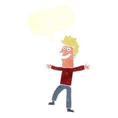 cartoon happy man with speech bubble N449