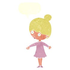cartoon surprised woman with speech bubble N236