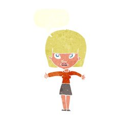 cartoon woman giving thumbs up symbol with speech bubble N66
