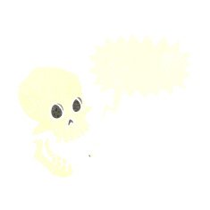 cartoon laughing skull with speech bubble N10