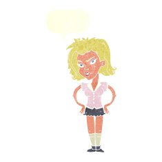 cartoon woman with hands on hips speech bubble N213
