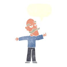 cartoon old man spreading arms wide with speech bubble N10