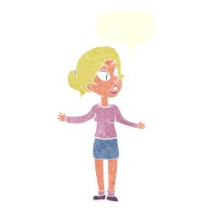 cartoon pretty woman explaining something with speech bubble N10
