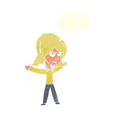 cartoon woman gesturing with speech bubble N29
