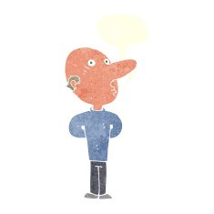 cartoon balding man with speech bubble N19