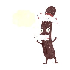 cartoon sausage with speech bubble N18