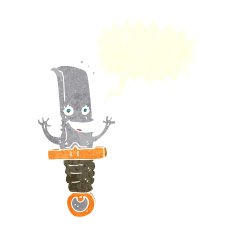 crazy cartoon knife character with speech bubble N10
