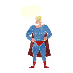 cartoon superhero with speech bubble N23