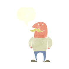 cartoon bald man with mustache speech bubble N17