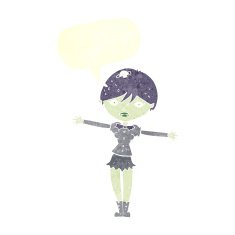 cartoon vampire girl with speech bubble N225