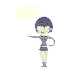cartoon vampire girl giving thumbs up sign with speech bubble N18