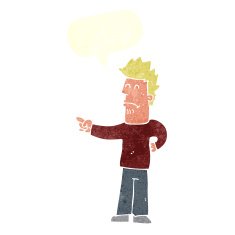 cartoon man pointing with speech bubble N195