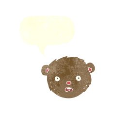 cartoon teddy bear face with speech bubble N14