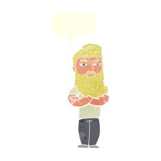 cartoon serious man with beard speech bubble N20
