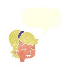 cartoon pretty female face with speech bubble N93