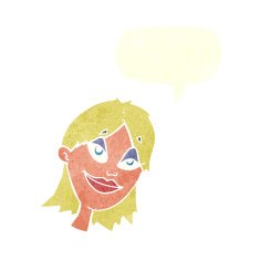 cartoon happy woman with speech bubble N252