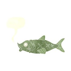 cartoon fish with speech bubble N85