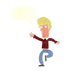 cartoon rushing man with speech bubble N10