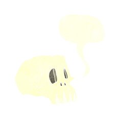 cartoon spooky skull with speech bubble N146