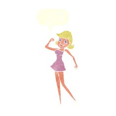 cartoon woman with can do attitude speech bubble N10