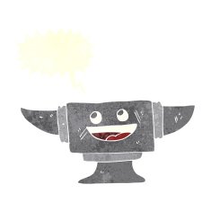 cartoon blacksmith anvil with speech bubble N2
