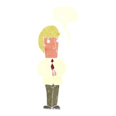 cartoon nervous man with speech bubble N135