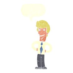 cartoon happy man with speech bubble N452