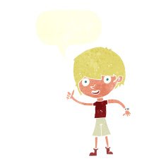 cartoon boy with positive attitude speech bubble N17