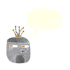 cartoon robot head with speech bubble N57