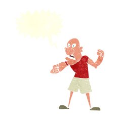 cartoon violent man with speech bubble N17