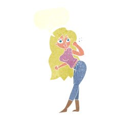cartoon woman raising fist with speech bubble N9