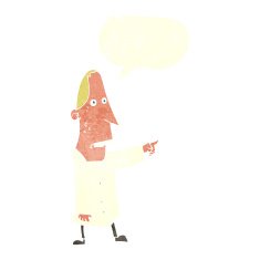 cartoon ugly man pointing with speech bubble N10