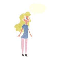 cartoon pretty girl with speech bubble N98