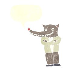 cartoon wolf man with speech bubble N52