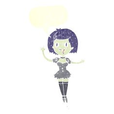 cartoon happy vampire girl with speech bubble N39