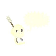 funny cartoon skull and arrow with speech bubble N10