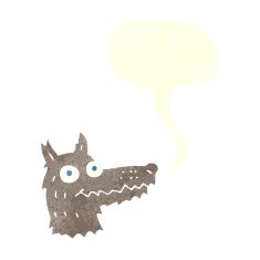 cartoon wolf head with speech bubble N29