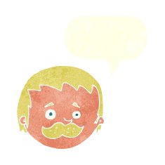 cartoon man with mustache speech bubble N86