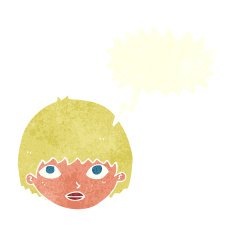 cartoon girl staring with speech bubble N10