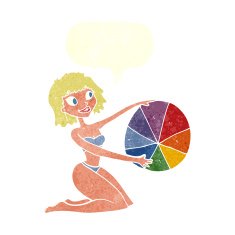 cartoon bikini girl with beach ball speech bubble N10