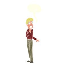 cartoon worried man with speech bubble N93