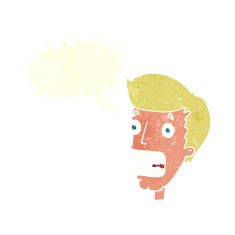 cartoon terrified man with speech bubble N215
